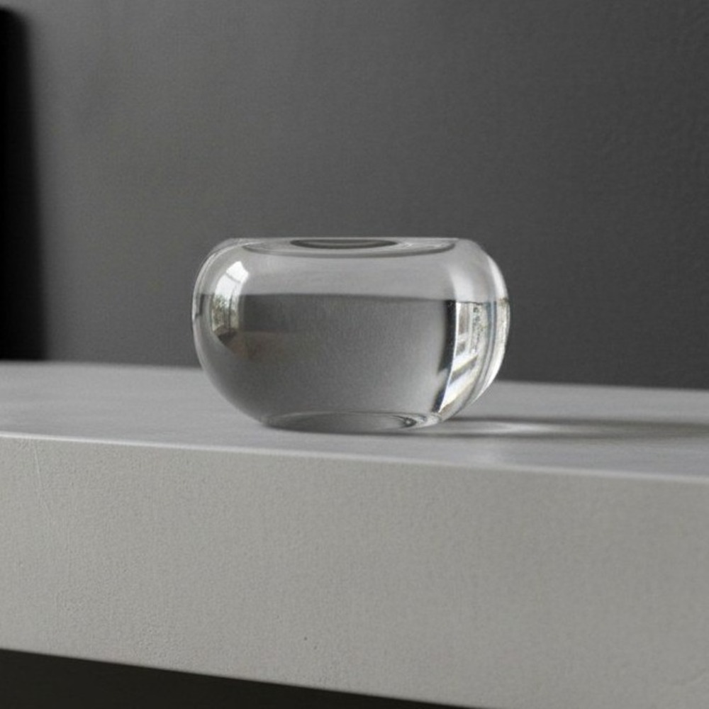 Elements Art Glass Donut Candle Votive, Crystal‎ Clear Bowl, Replacement Decor